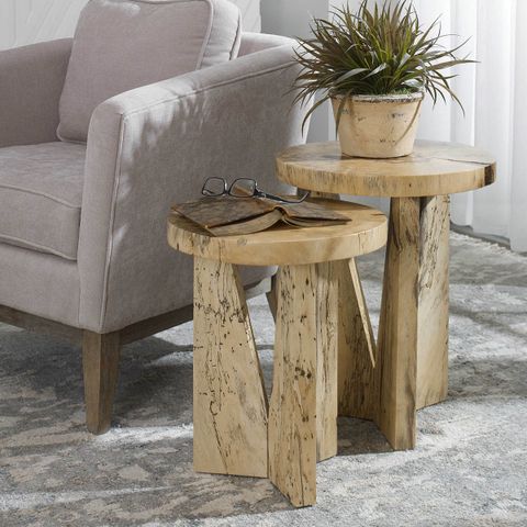 Nadette Natural Nesting Tables (Set Of 2)- Uttermost pertaining to Maximizing Your Space with the Uttermost Nadette Blue Nesting Tables S/2